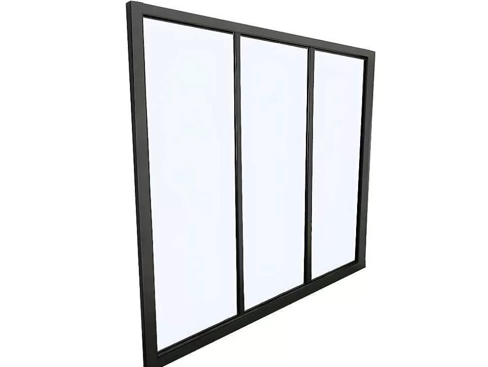Vente-unique Divisória De Vidro Bayview Em Aluminio Termolacado Preto - 90X130 Cm* Divisória De Ambiente
