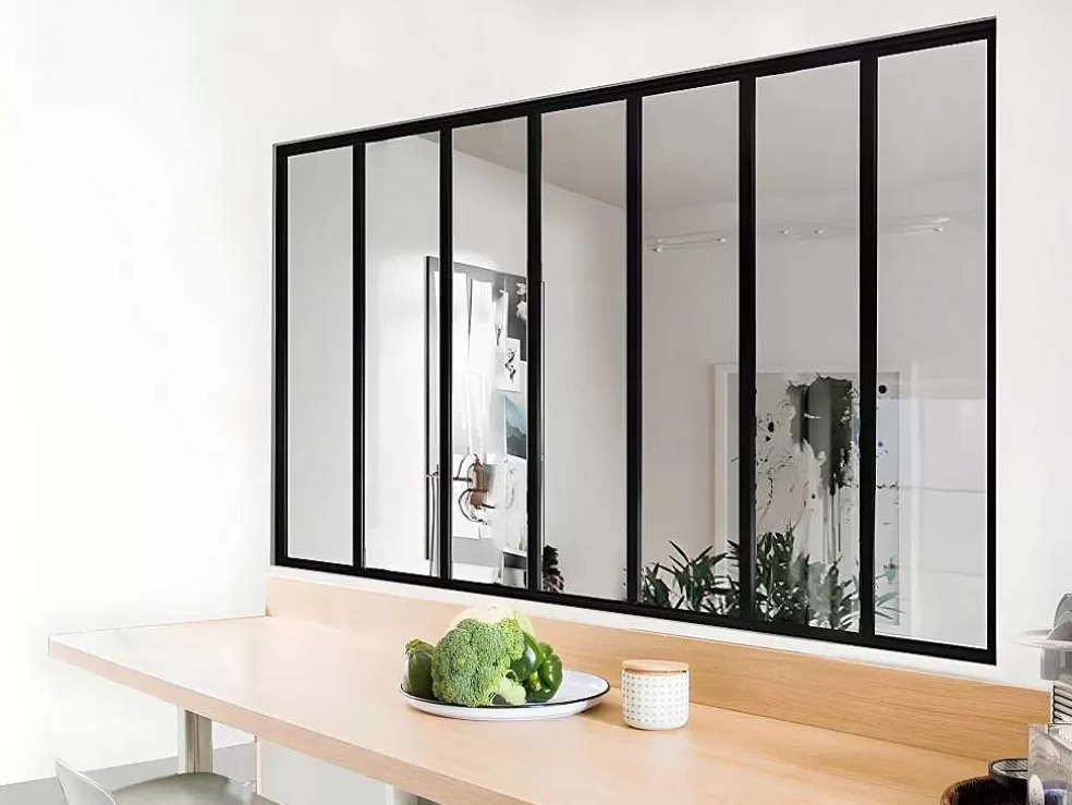 Vente-unique Divisória De Vidro Em Aluminio Termolacado 210 X 105 Cm Preto - Bayview* Divisória De Ambiente