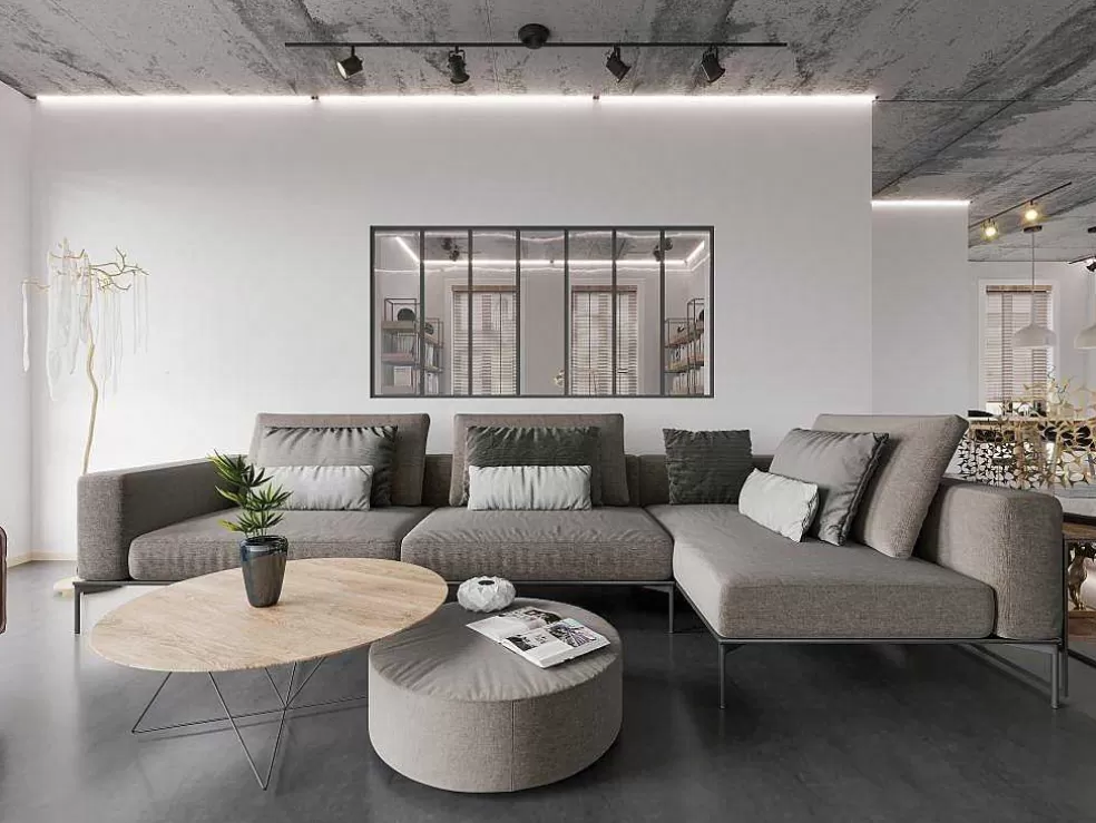 Vente-unique Divisória De Vidro Em Aluminio Termolacado 210 X 105 Cm Preto - Bayview* Divisória De Ambiente