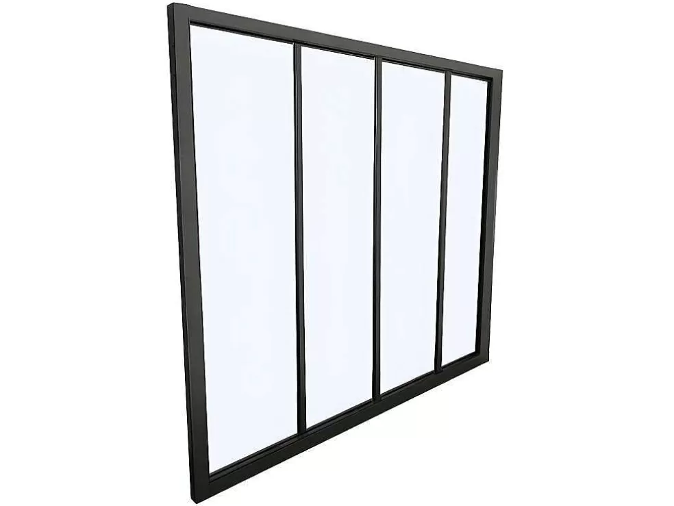 Vente-unique Divisória De Vidro Em Aluminio Termolacado Preto - 120X105 Cm - Bayview* Divisória De Ambiente