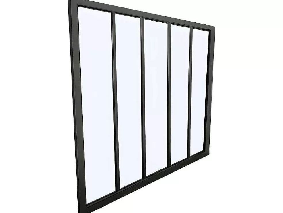 Vente-unique Divisória De Vidro Em Aluminio Termolacado Preto - 150X105 Cm - Bayview* Divisória De Ambiente