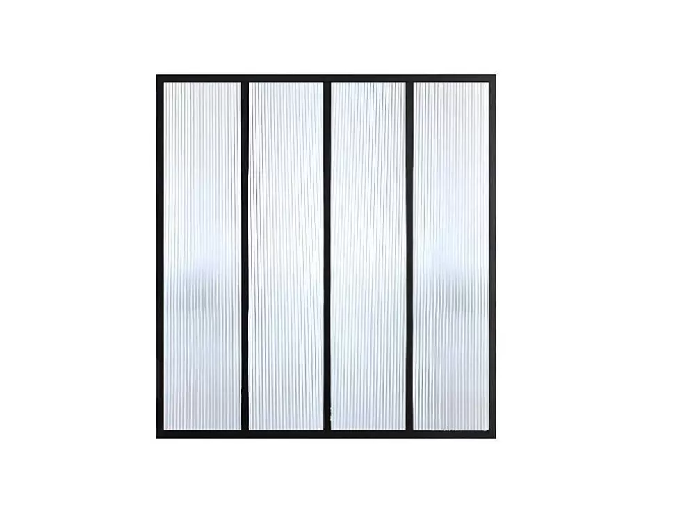 Vente-unique Divisória De Vidro Para Atelie Em Aluminio Termolacado E Vidro Temperado Texturado De 120X130 Cm Cor Preto - Vietra* Divisória De Ambiente