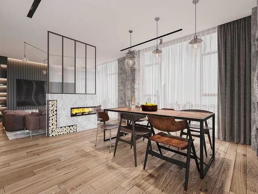Vente-unique Divisória De Vidro Para Atelie Em Aluminio Termolacado E Vidro Temperado Texturado De 120X130 Cm Cor Preto - Vietra* Divisória De Ambiente