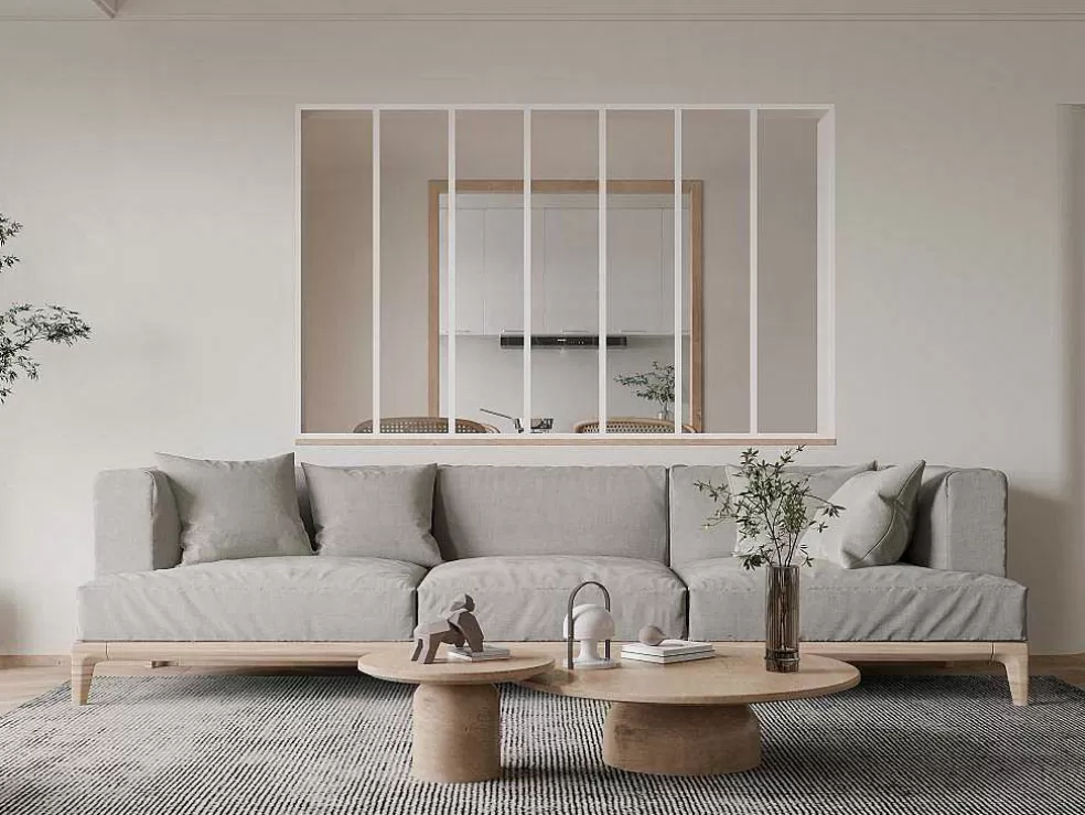 Vente-unique Divisória De Vidro Para Atelier Em Aluminio Termolacado 210X130 Cm Branco - Bayview* Divisória De Ambiente