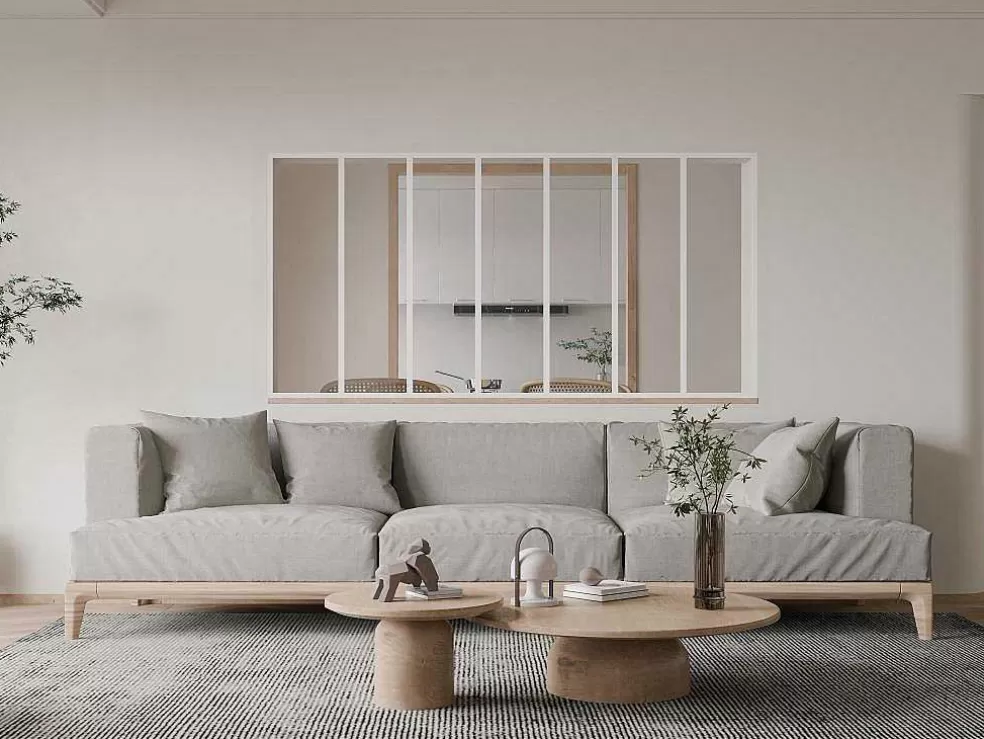 Vente-unique Divisória De Vidro Para Atelier Em Aluminio Termolacado 210X105 Cm Branco - Bayview* Divisória De Ambiente