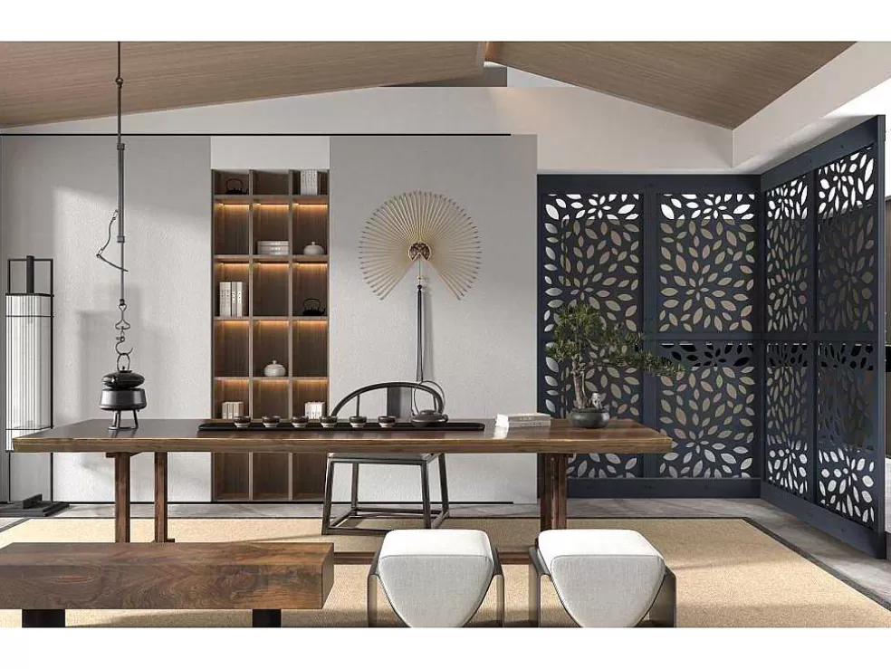 Vente-unique Divisória Em Aco Galvanizado L88 X A245 Cm Antracite Altura Ajustavel - Jaora* Divisória De Interior