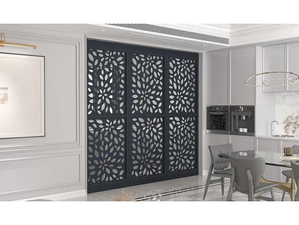 Vente-unique Divisória Em Aco Galvanizado L88 X A245 Cm Antracite Altura Ajustavel - Jaora* Divisória De Interior