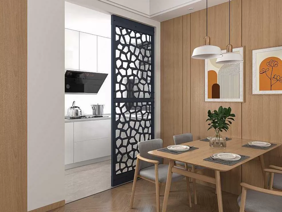 Vente-unique Divisória Em Aco Galvanizado L88 X A245 Cm Antracite Altura Ajustavel - Laduna* Divisória De Interior