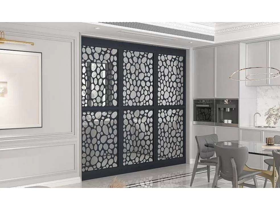 Vente-unique Divisória Em Aco Galvanizado L88 X A245 Cm Antracite Altura Ajustavel - Tirodi* Divisória De Interior