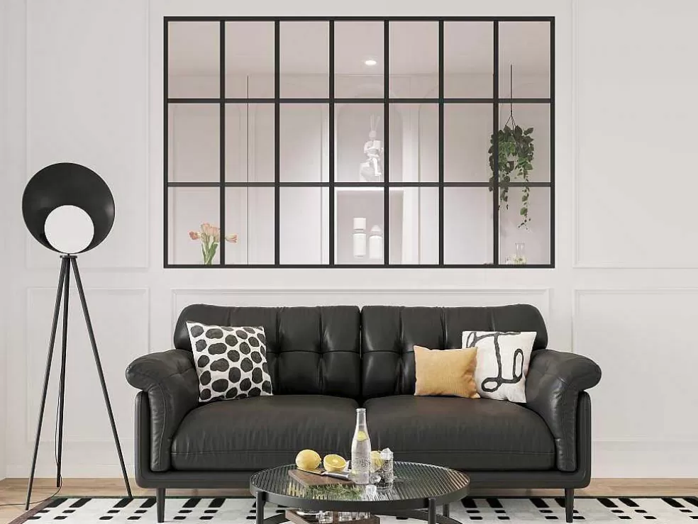 Vente-unique Divisória Estilo Estufa Aluminio Termolacado 210X130 Cm, Preto - Oransa* Divisória De Ambiente