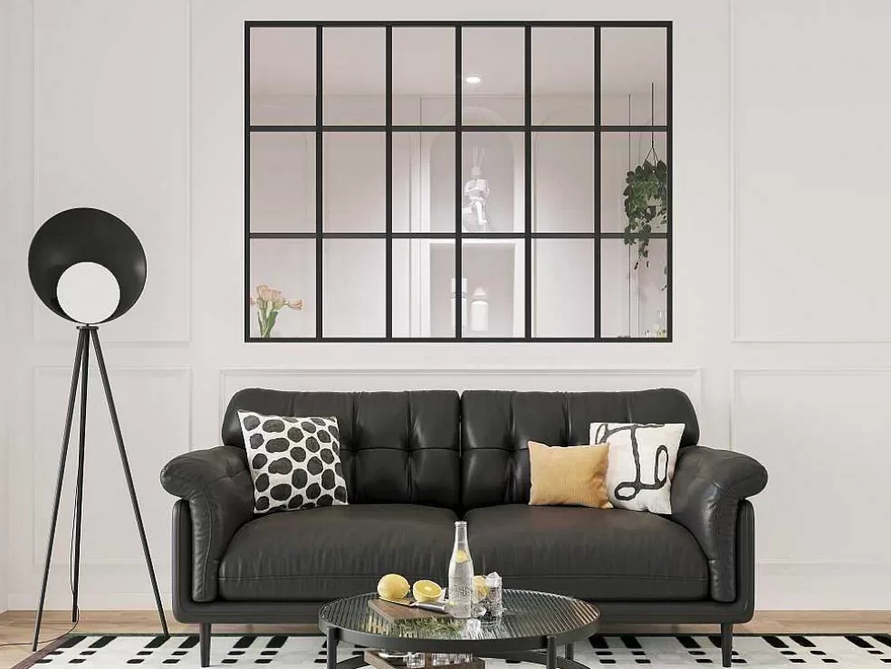 Vente-unique Divisória Estilo Estufa Aluminio Termolacado, 180X130 Cm, Preto - Oransa* Divisória De Ambiente