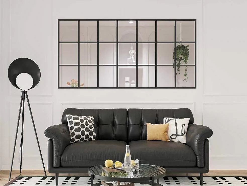 Vente-unique Divisória Estilo Estufa Aluminio Termolacado 210X105 Cm, Preto - Oransa* Divisória De Ambiente