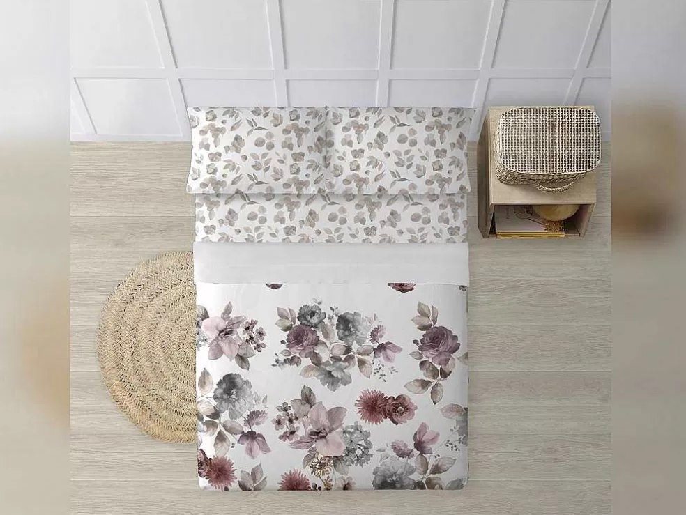 Purline Drap De Dessus 100% Coton 1 Piece Blanc A Fleurs Pastels 220X240* Roupa De Cama