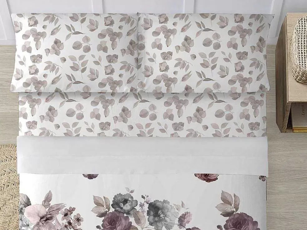 Purline Drap De Dessus 100% Coton 1 Piece Blanc A Fleurs Pastels 220X240* Roupa De Cama