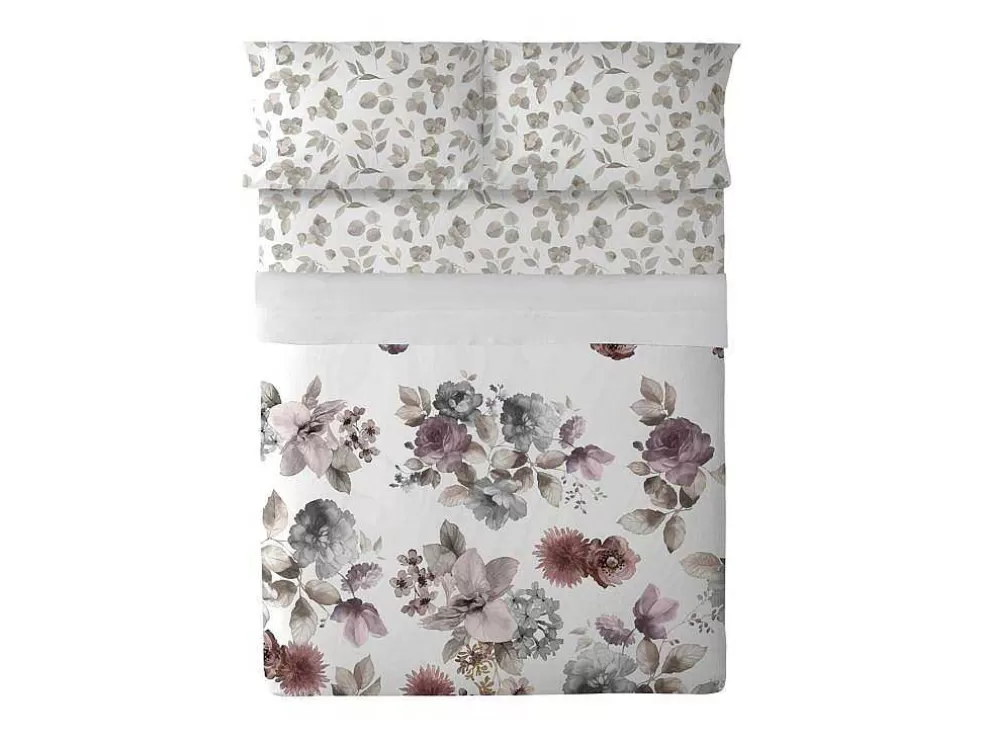 Purline Drap De Dessus 100% Coton 1 Piece Blanc A Fleurs Pastels 220X240* Roupa De Cama