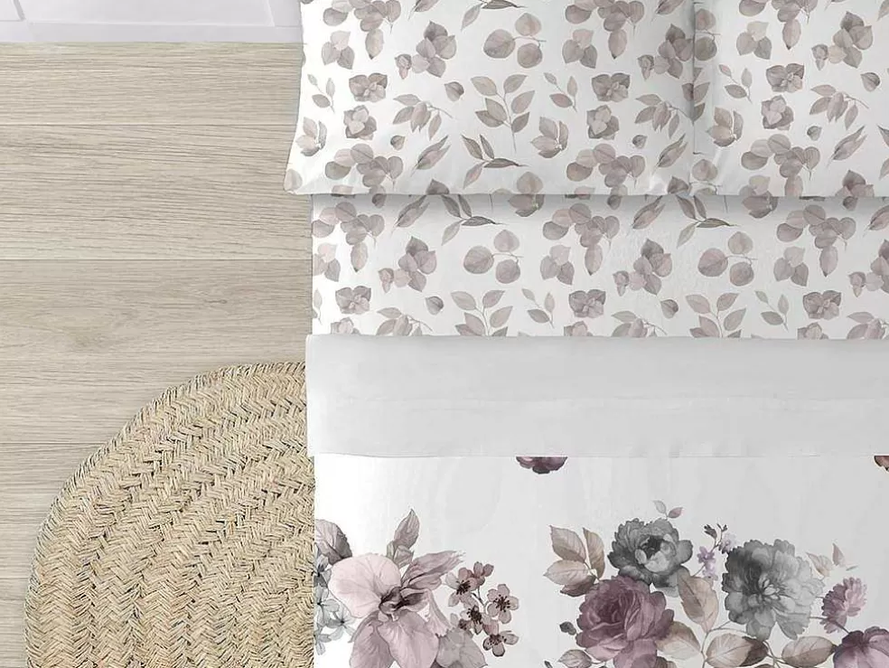 Purline Drap De Dessus 100% Coton 1 Piece Blanc A Fleurs Pastels 220X240* Roupa De Cama