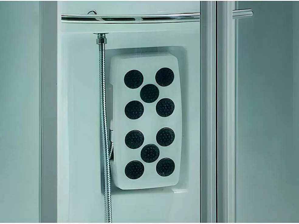 Shower & Design Duche Retangular Hidromassagem-Banho Turco Arthemis Em Acrilico Reforcado Com 12 Jatos De Massagem E Chuva Tropical* Cabine De Duche