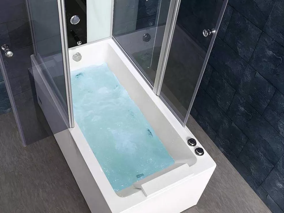 Shower & Design Duche/Banheira Hidromassagem Daria Em Acrilico Reforcado Vidro Cinza Escuro - 75*150*215 Cm - 30 Microjatos E 6 Grandes Jatos* Cabine De Duche