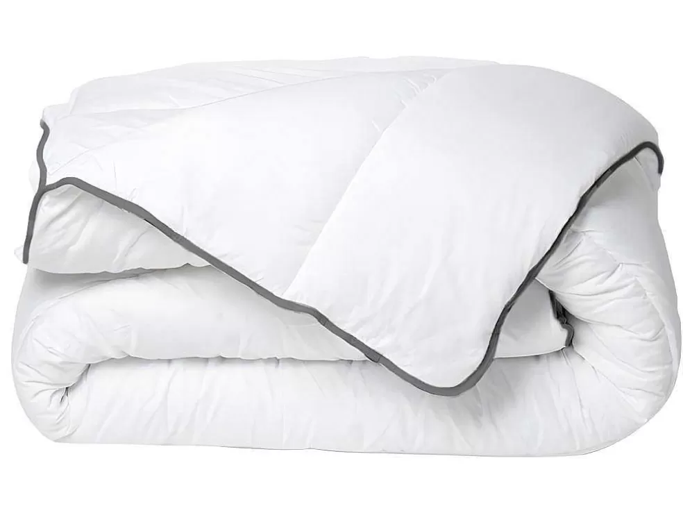 DREAMEA Edredão Caline Toque Seda 140 X 200 Cm 250 G/M Branco Vies Cinza - Biesya* Edredão