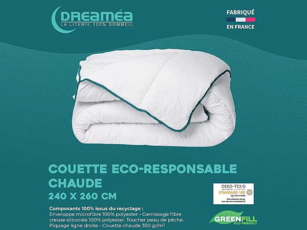 DREAMEA Edredão Quente Reciclado Da Em Microfibra De 240 X 260 Cm - 350 G/M Com Borda Azul - Rosa* Edredão