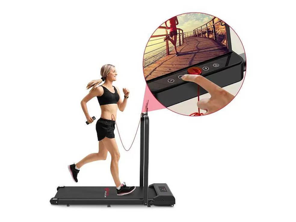 Vente-unique 2 Em 1 Esteira Dobravel Elétrica Com Quadro Reforcado Com Tela Lcd Para O Escritório Em Casa* Fitness