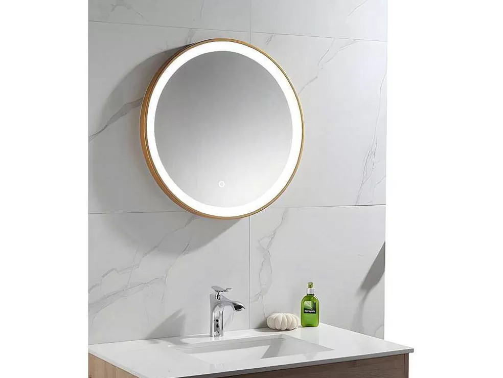 OZAIA Espelho De Casa De Banho Luminoso Redondo Com Leds Numea Dourado - C60 X E3,5 X A60* Acessórios De Casa De Banho