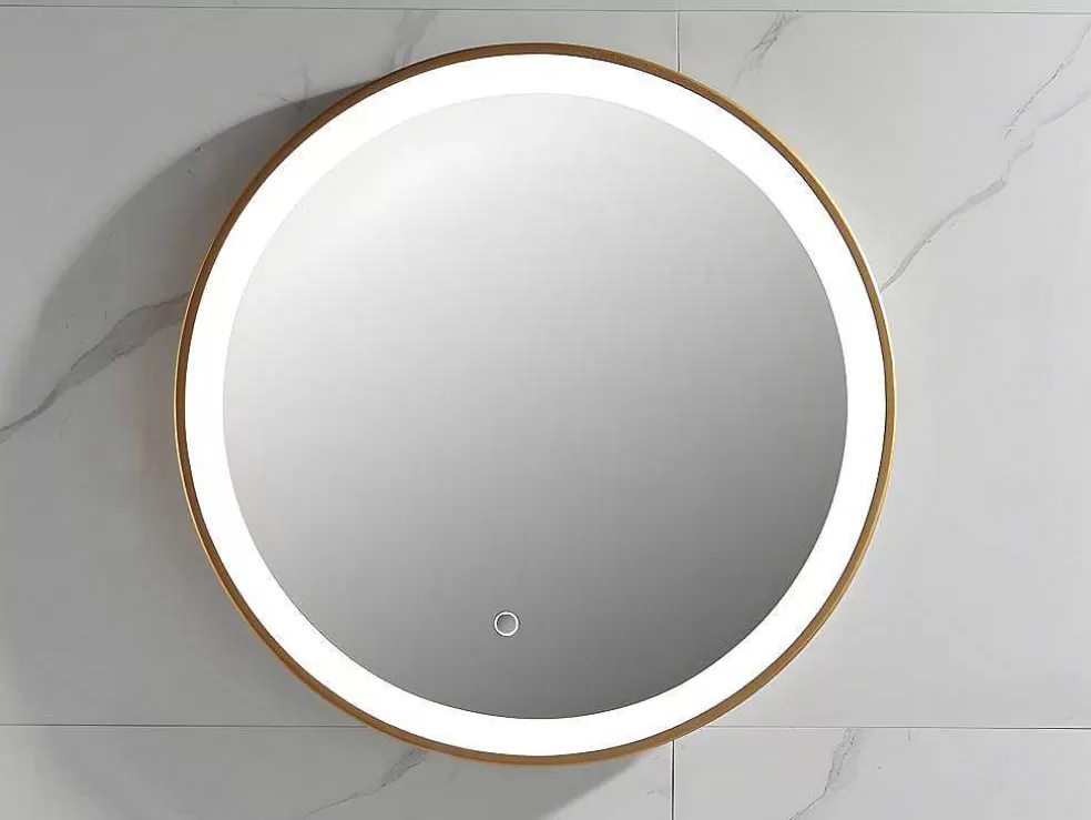 OZAIA Espelho De Casa De Banho Luminoso Redondo Com Leds Numea Dourado - C60 X E3,5 X A60* Acessórios De Casa De Banho