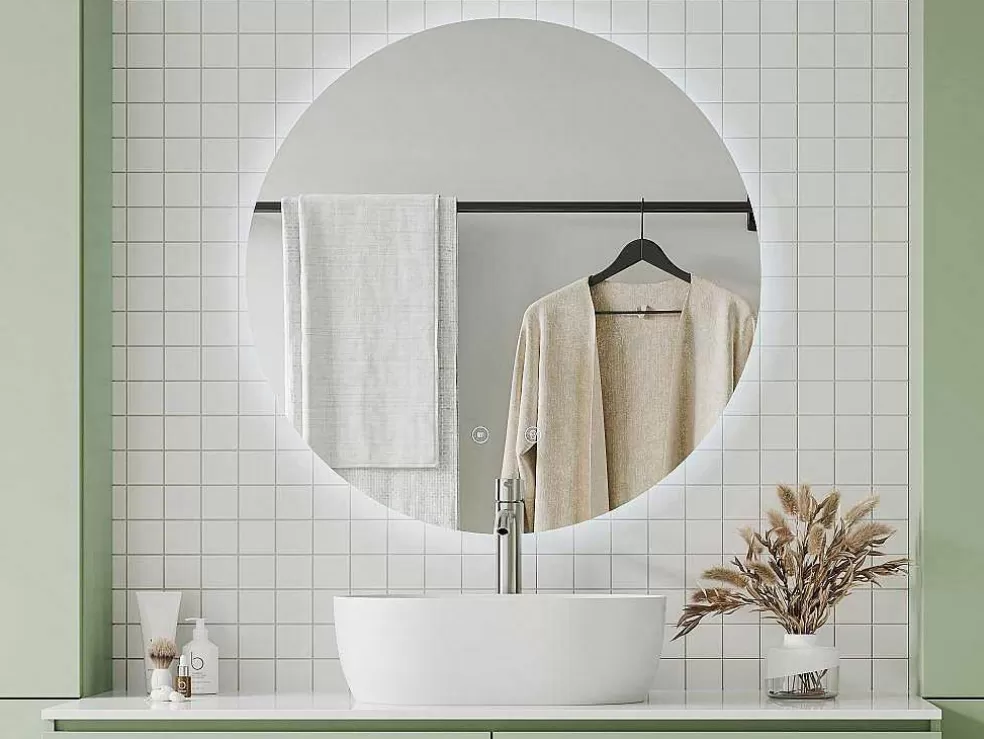 OZAIA Espelho De Casa De Banho Oval Sem Moldura Antiembaciamento Com Leds, D90 Cm - Romula* Acessórios De Casa De Banho