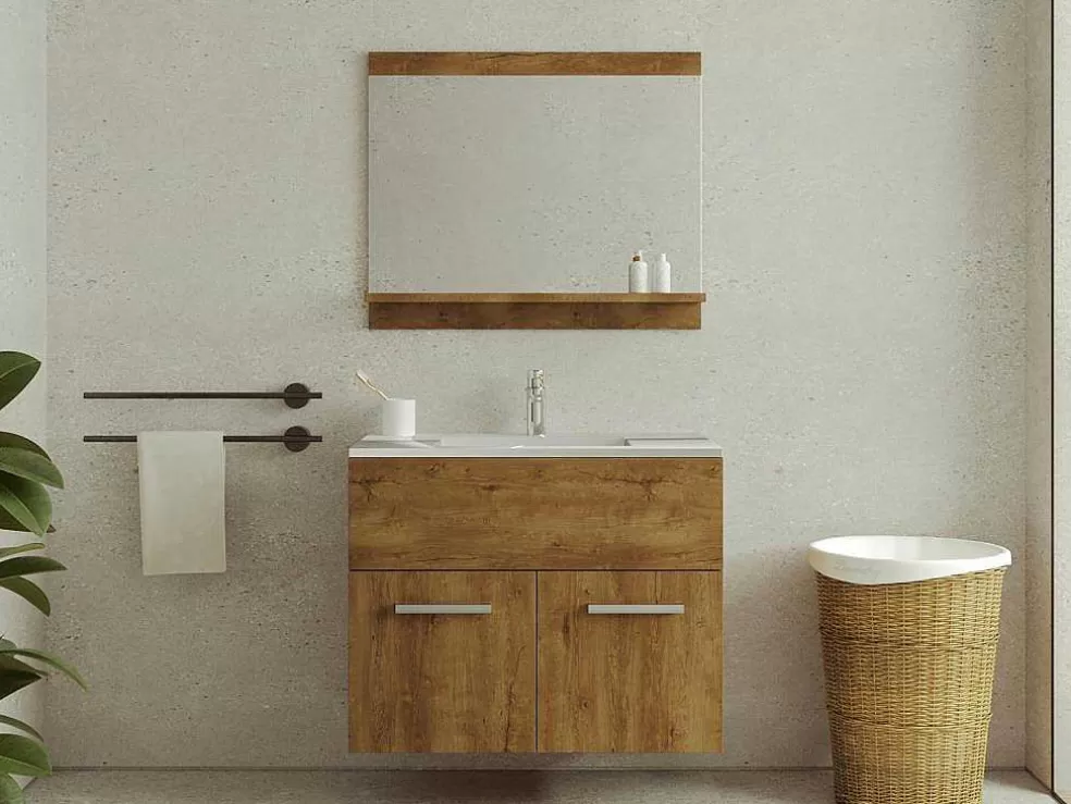 OZAIA Espelho De Casa De Banho Retangular Com Prateleira De Arrumação Cor Natural Clara 60 X 50 Cm - Claudia* Acessórios De Casa De Banho