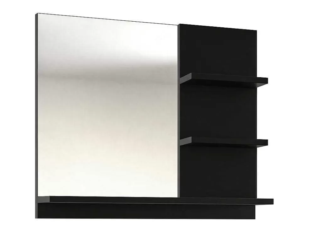 OZAIA Espelho De Casa De Banho Retangular Preto Com Prateleiras De Arrumação 60 X 50 Cm - Laurine* Acessórios De Casa De Banho