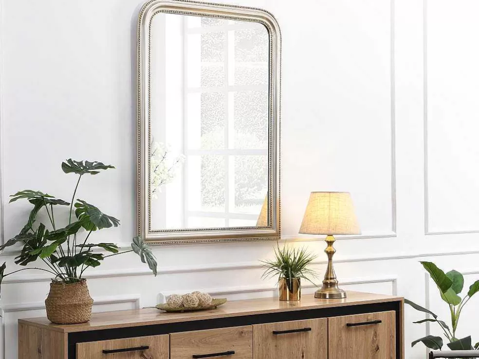 OZAIA Espelho Estilo Vintage Em Madeira De Paulownia C. 80 X A. 110 Cm Cor Champanhe - Heloise* Promoções Decoração