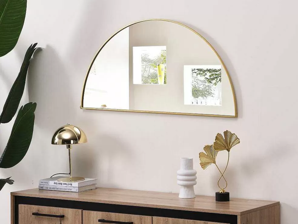OZAIA Espelho Semicirculo Design Em Metal C50 X A100 Cm Dourado - Gavra* Promoções Decoração