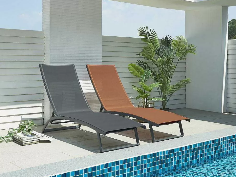 MYLIA Espreguiçadeira Com Varias Posicoes Aluminio E Têxtileno Terracota - Saranda De * Espreguiçadeira