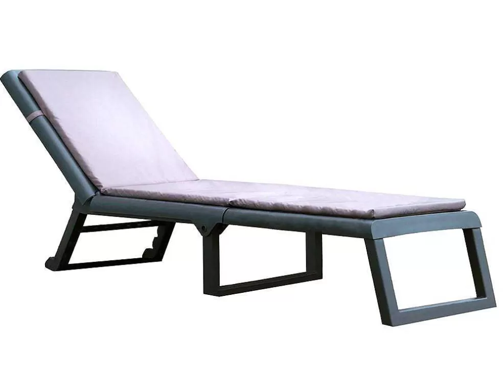 Vente-unique Espreguiçadeira Efeito Rotim Com Colchão Cor Cinza E Branco - Canberra* Espreguiçadeira
