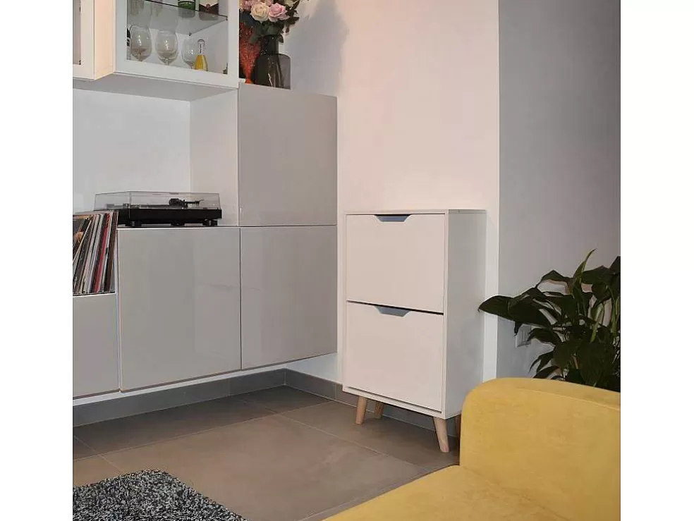 Frankystar Estante Branca De 2 Prateleiras Com Pés Em Madeira De Pinho Da Nordic Design* Sapateira