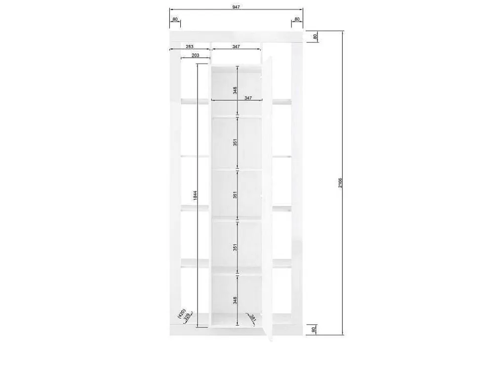 Vente-unique Estante Com 1 Porta E 11 Nichos Lacada A Branco - Balka* Biblioteca, Vitrina, Estante