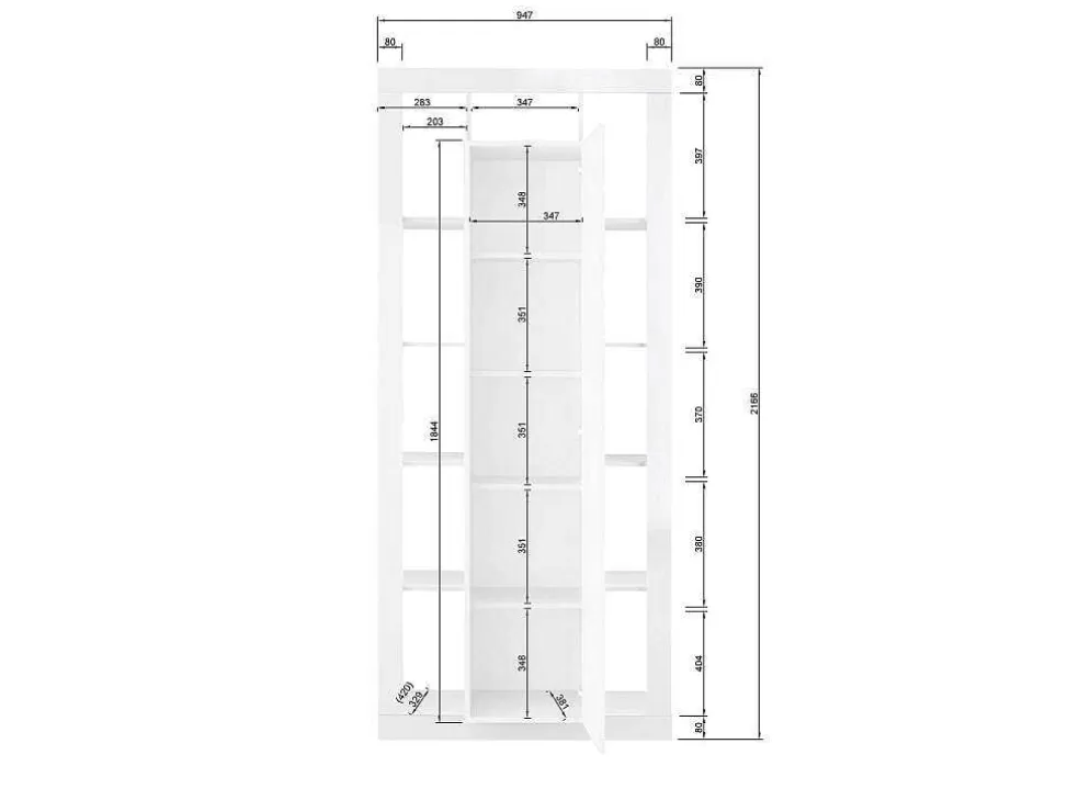 Vente-unique Estante Com 1 Porta E 11 Nichos Lacada A Branco - Balka* Biblioteca, Vitrina, Estante