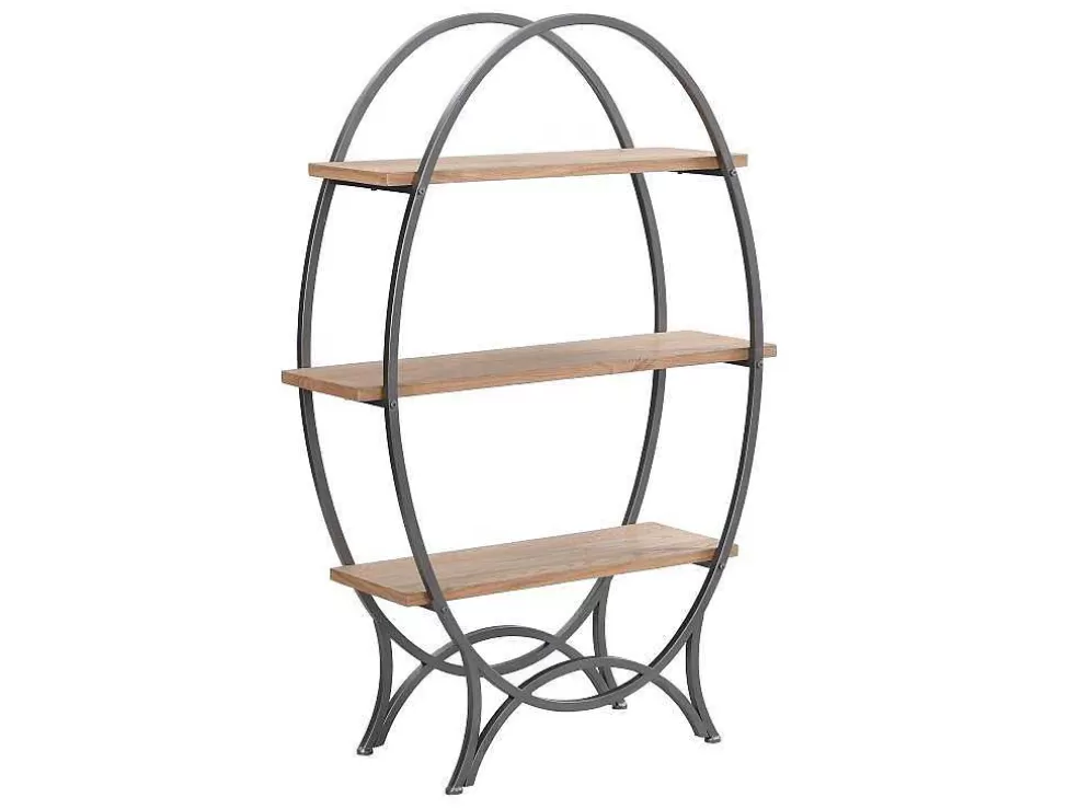 Vente-unique Estante Com 3 Prateleiras Em Mdf E Metal Natural E Preto - Lolana* Biblioteca, Vitrina, Estante