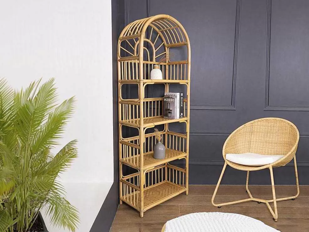 Vente-unique Estante Com 4 Prateleiras Em Rotim Cor Natural - Irisou* Biblioteca, Vitrina, Estante
