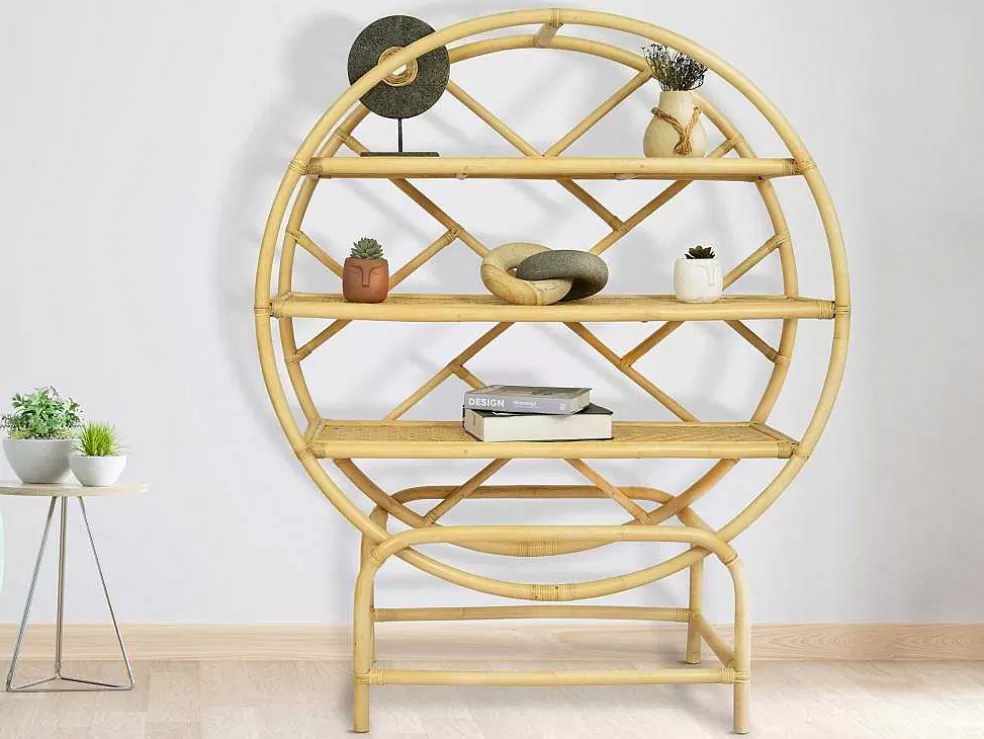 Vente-unique Estante Com 3 Prateleiras Em Rotim E Bambu Cor Natural - Setha* Biblioteca, Vitrina, Estante