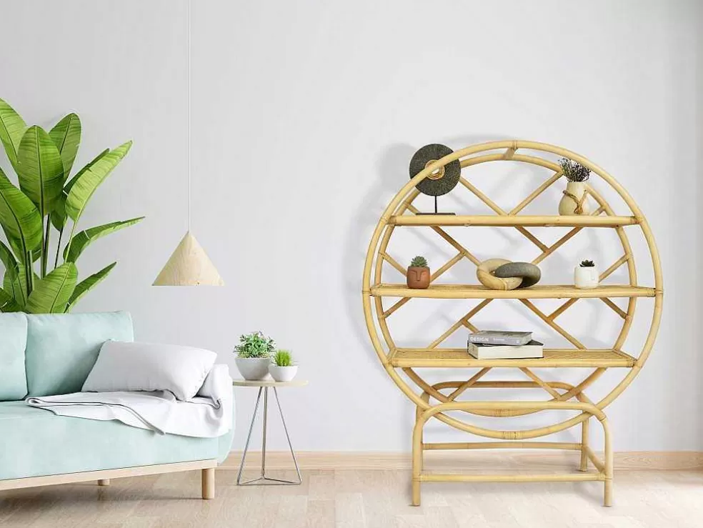 Vente-unique Estante Com 3 Prateleiras Em Rotim E Bambu Cor Natural - Setha* Biblioteca, Vitrina, Estante