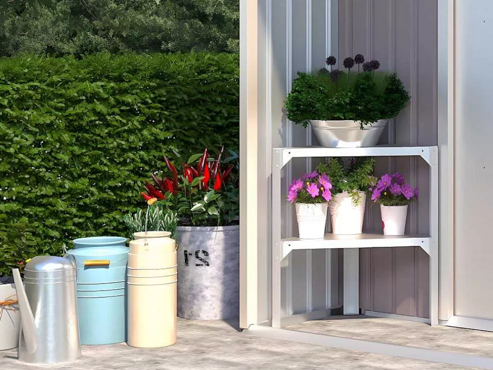 Vente-unique Estante De Canto Em Zinco Para Abrigo De Jardim De C42 X L42 X A65 Cm - Zae* Armazenamento De Jardim
