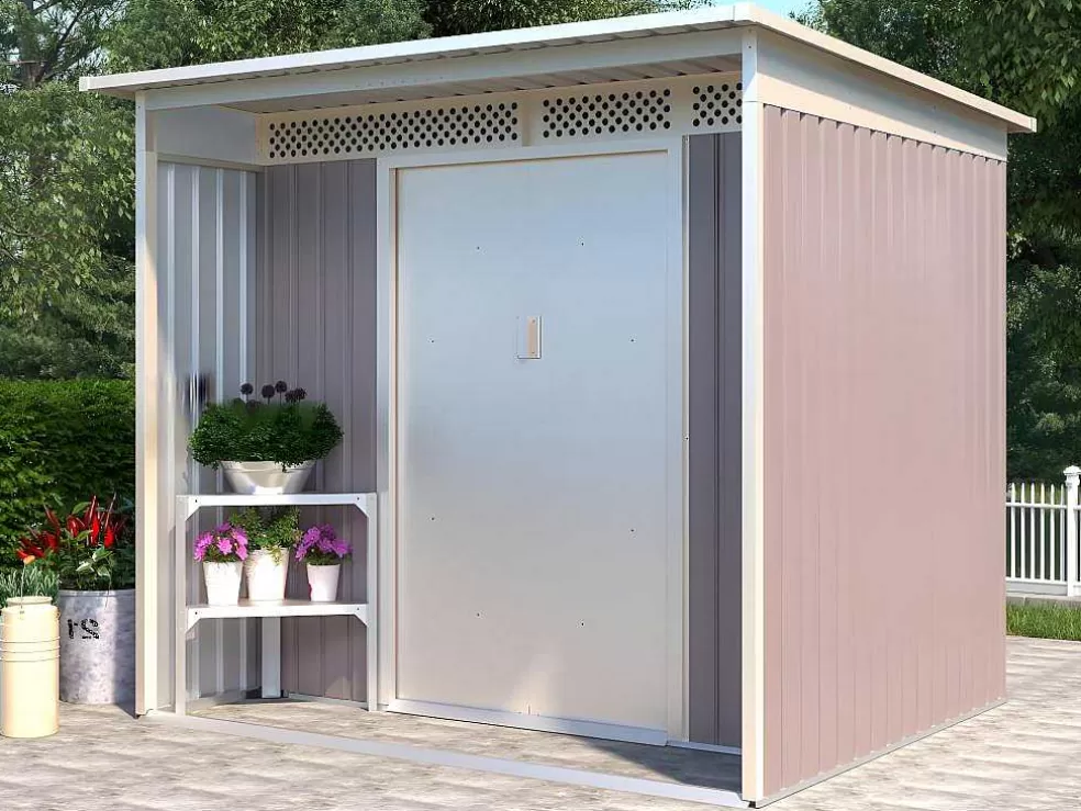 Vente-unique Estante De Canto Em Zinco Para Abrigo De Jardim De C42 X L42 X A65 Cm - Zae* Armazenamento De Jardim