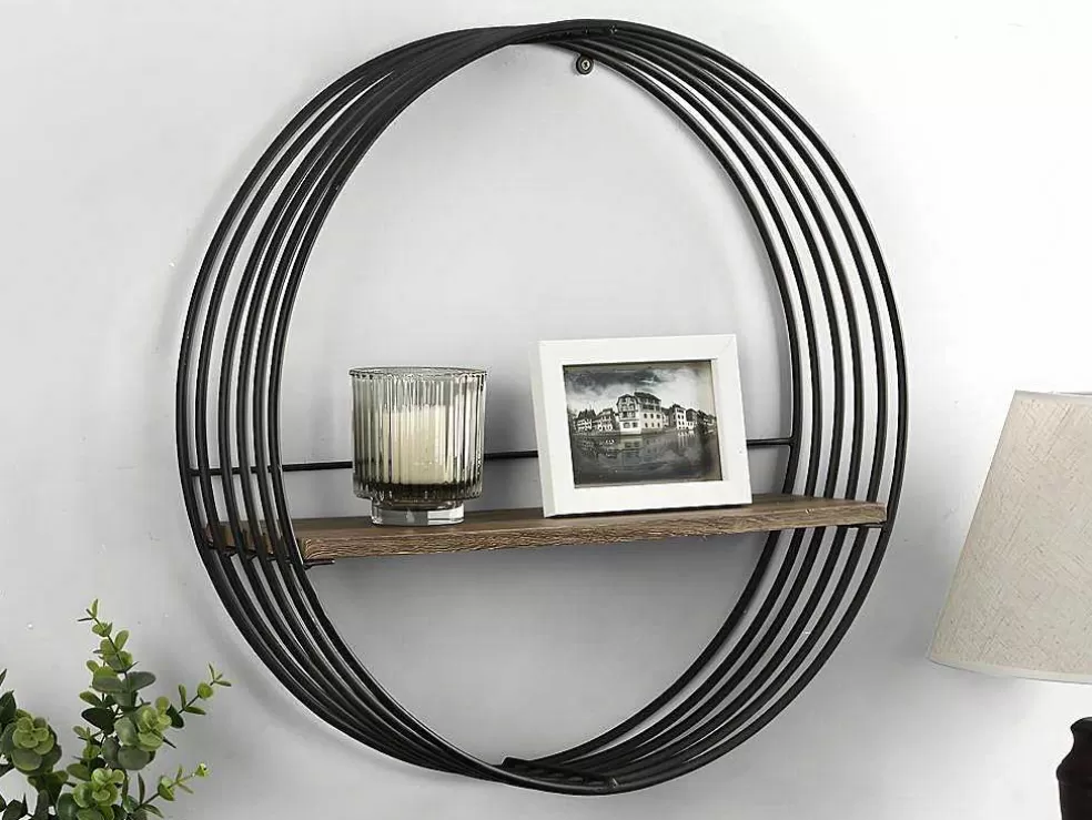 Vente-unique Estante De Parede Com 1 Prateleira Mdf E Metal C50 X L13 X A50 Cm Cor Preta - Moha* Biblioteca, Vitrina, Estante