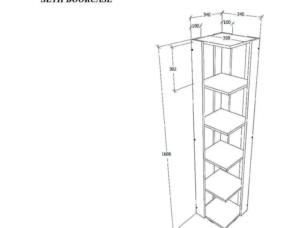 EPIKASA Estante Isotta, Branco, 34X34X161 Cm, * Biblioteca, Vitrina, Estante