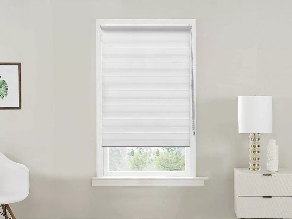 Vente-unique Estor Enrolavel Dia/Noite Em Poliester - 90 X 180 Cm - Branco - Barili* Persianas De Interior