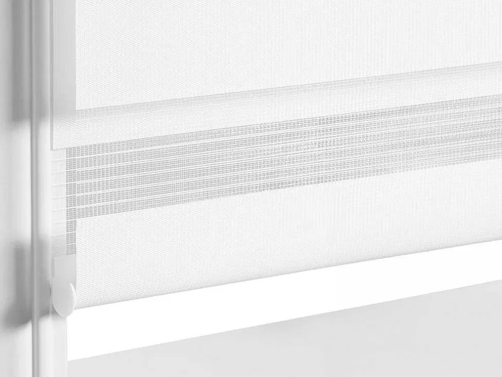 Vente-unique Estor Enrolavel Dia/Noite Em Poliester - 90 X 180 Cm - Branco - Barili* Persianas De Interior