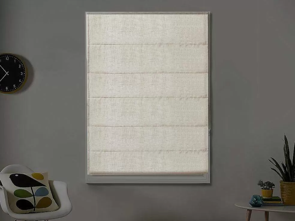 OZAIA Estore Barco Em Poliester E Linho - 120 X 180 Cm - Bege Mesclado - Dalini* Persianas De Interior