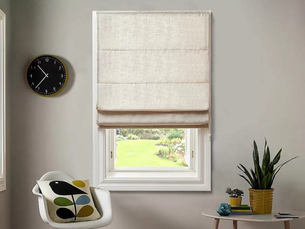 OZAIA Estore De Barco Em Poliester E Linho - 90 X 180 Cm - Bege Mesclado - Dalini* Persianas De Interior