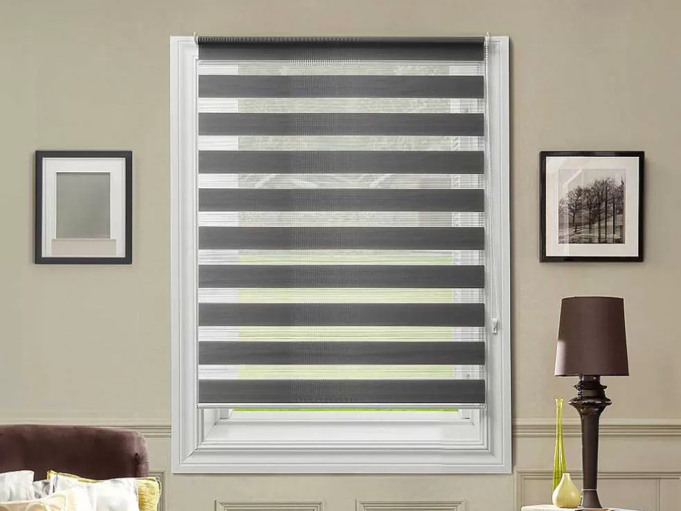 Vente-unique Estore De Rolo Dia/Noite Em Poliester - 120 X 180 Cm - Cinza - Barili* Persianas De Interior